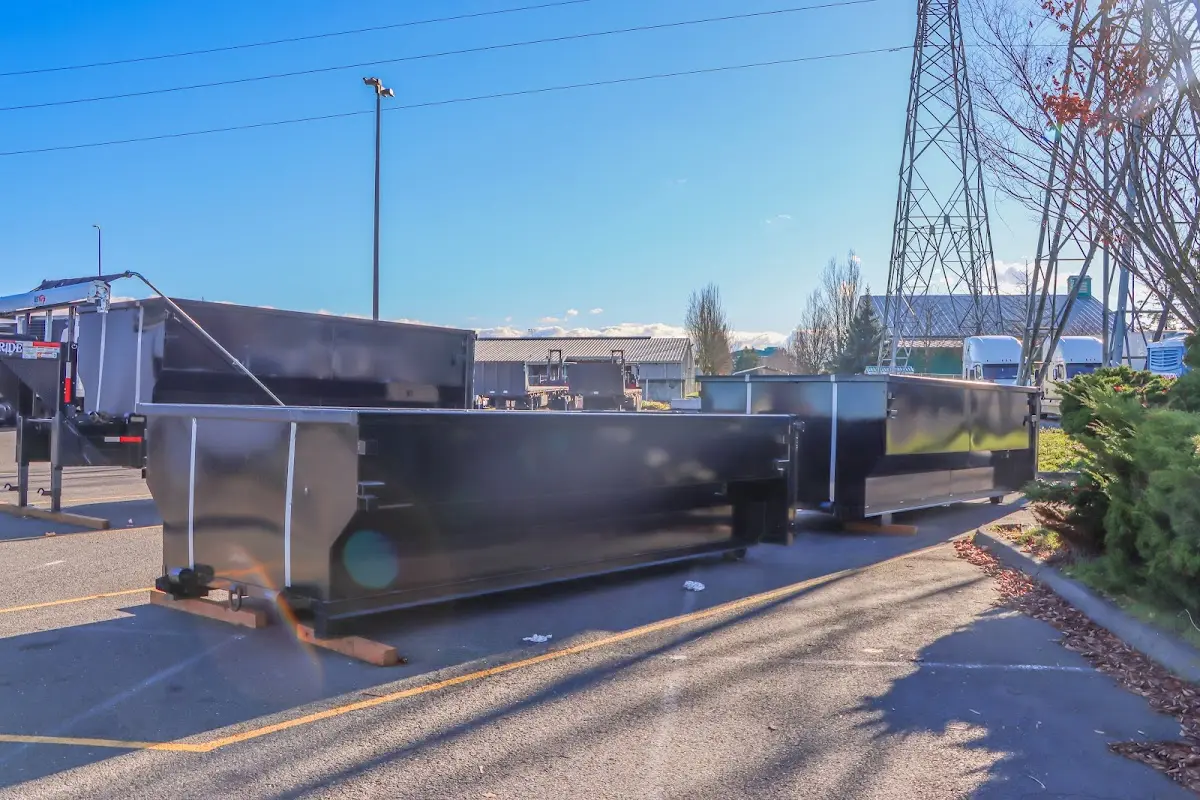 Roll-off dumpster ready for waste disposal at job site for 3 Yard Dumpster Rental in Waldorf